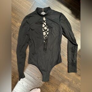Victoria's Secret Black Bodysuit with Lace Detail